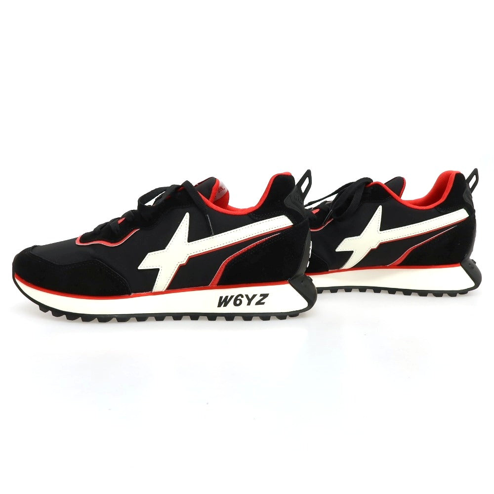 【新品アウトレット】ウィズ(W6YZ) W6YZ JM231-1A42 ナイロン スエード スニーカー ブラックxレッド【サイズ44】【 状態ランクN- 】【 メンズ 】