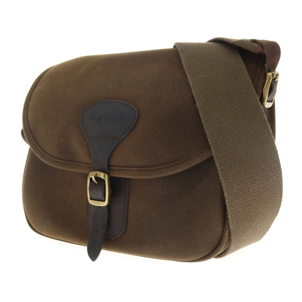 【中古】バブアー Barbour Wax Leather Cartridge Bag コットン系 レザー ショルダーバッグ カーキブラウン【 状態ランクB 】【 メンズ 】