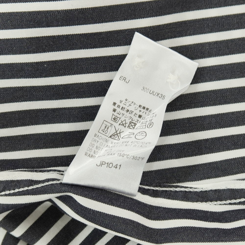 【中古】エルメネジルドゼニア Ermenegildo Zegna コットン ストライプ 隠しボタンダウン カジュアルシャツ ブラックxホワイト【サイズS】【 状態ランクC 】【 メンズ 】