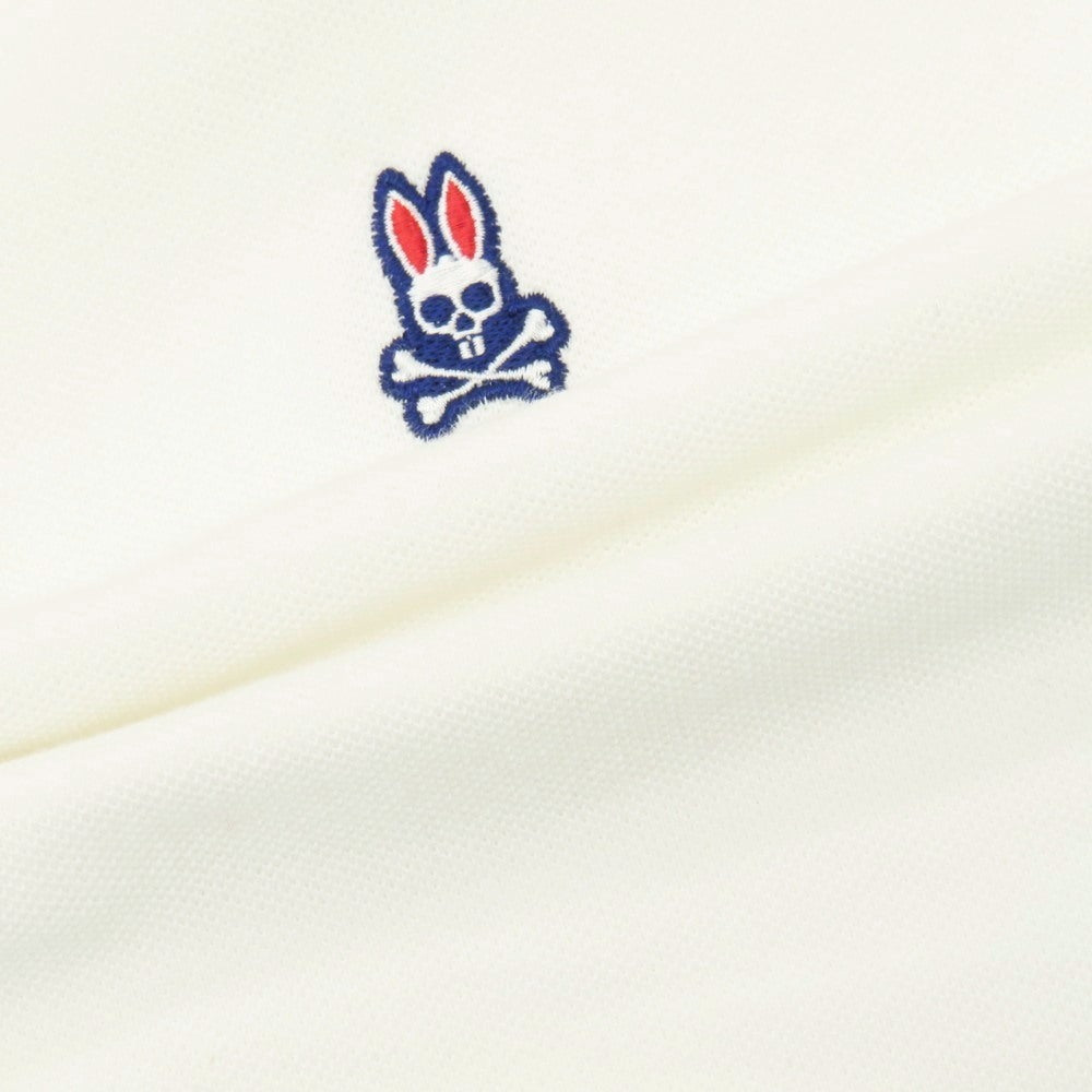 【中古】サイコバニー Psycho Bunny コットン 鹿の子 半袖ポロシャツ ホワイト【サイズL】【 状態ランクC 】【 メンズ 】