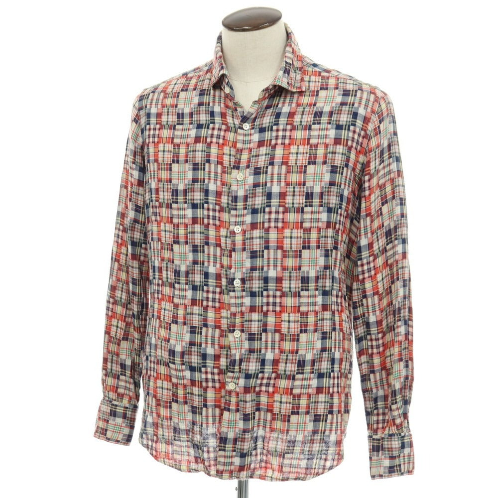 【中古】グランシャツ Glanshirt コットン パッチワーク チェック カジュアルシャツ マルチカラー【サイズ43】【 状態ランクC 】【 メンズ 】