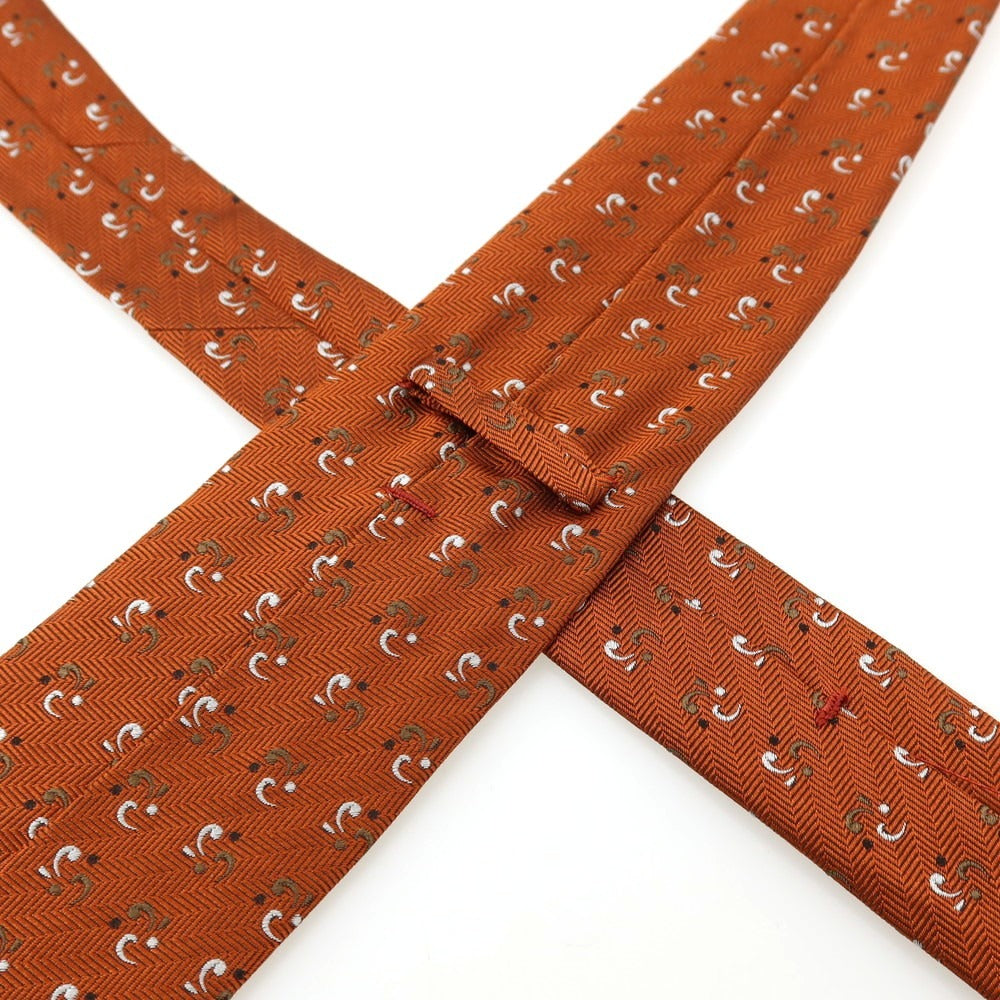 【新品】アットヴァンヌッチ Atto Vannucci シルク セッテピエゲ 小紋柄ネクタイ オレンジ【 状態ランクN 】【 メンズ 】