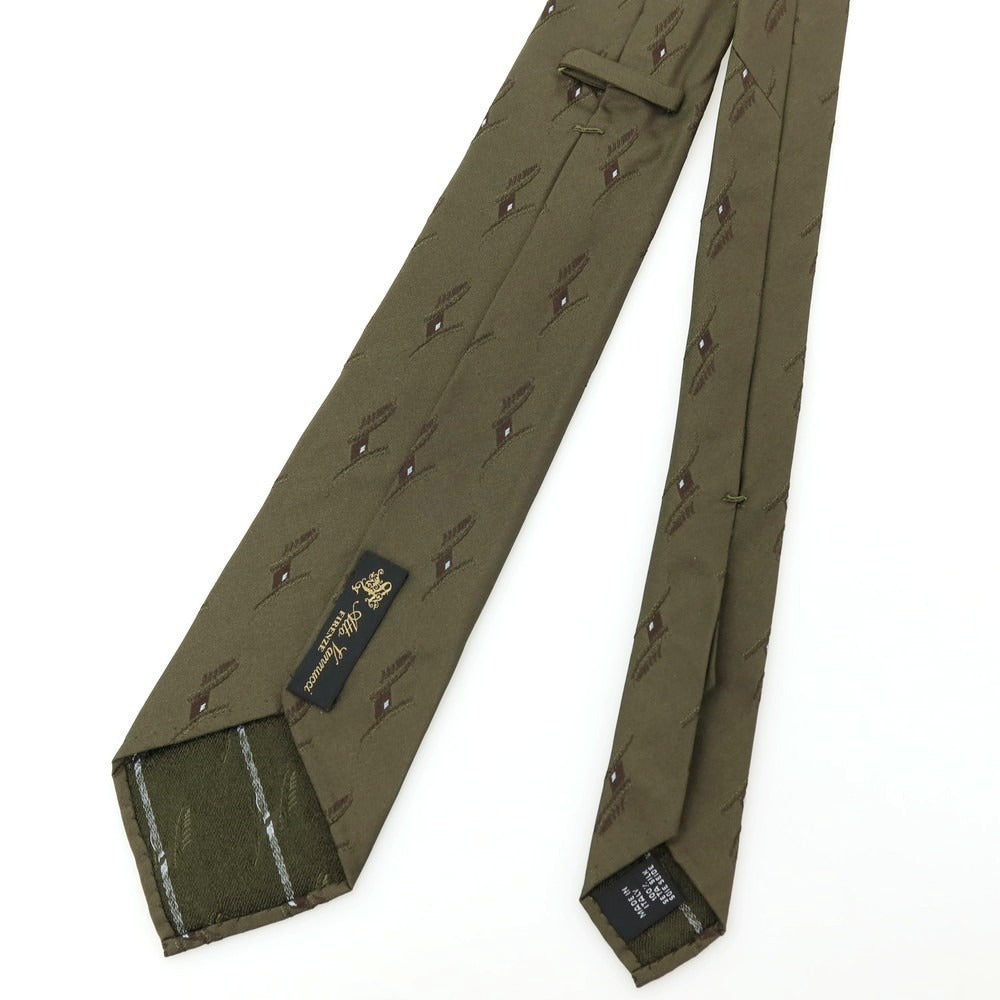 【新品】アットヴァンヌッチ Atto Vannucci シルク セッテピエゲ 小紋柄ネクタイ ダークオリーブ【 状態ランクN 】【 メンズ 】