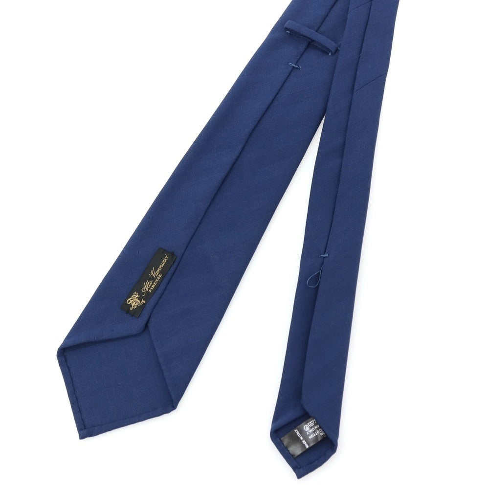 【新品】アットヴァンヌッチ Atto Vannucci コットン セッテピエゲ 無地ネクタイ ネイビー【 状態ランクN 】【 メンズ 】
