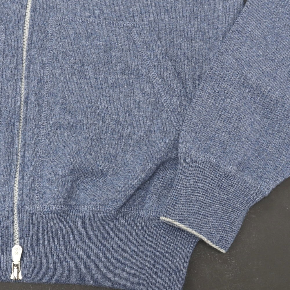 【中古】ブルネロクチネリ Brunello Cucinelli カシミヤ ダブルジップ ニット パーカー ブルー系【サイズ44】【 状態ランクB 】【 メンズ 】