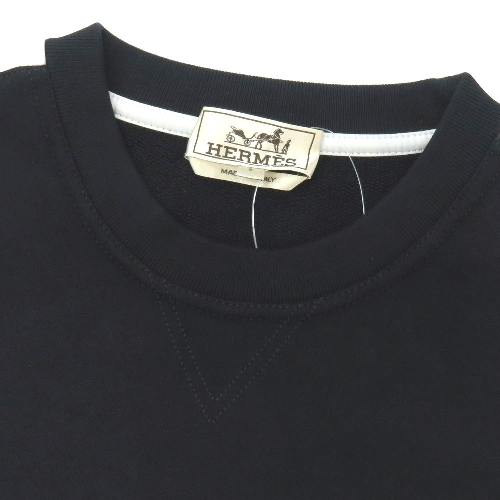 【中古】エルメス HERMES コットン クルーネック 半袖 スウェット ダークネイビー【サイズS】【 状態ランクB 】【 メンズ 】