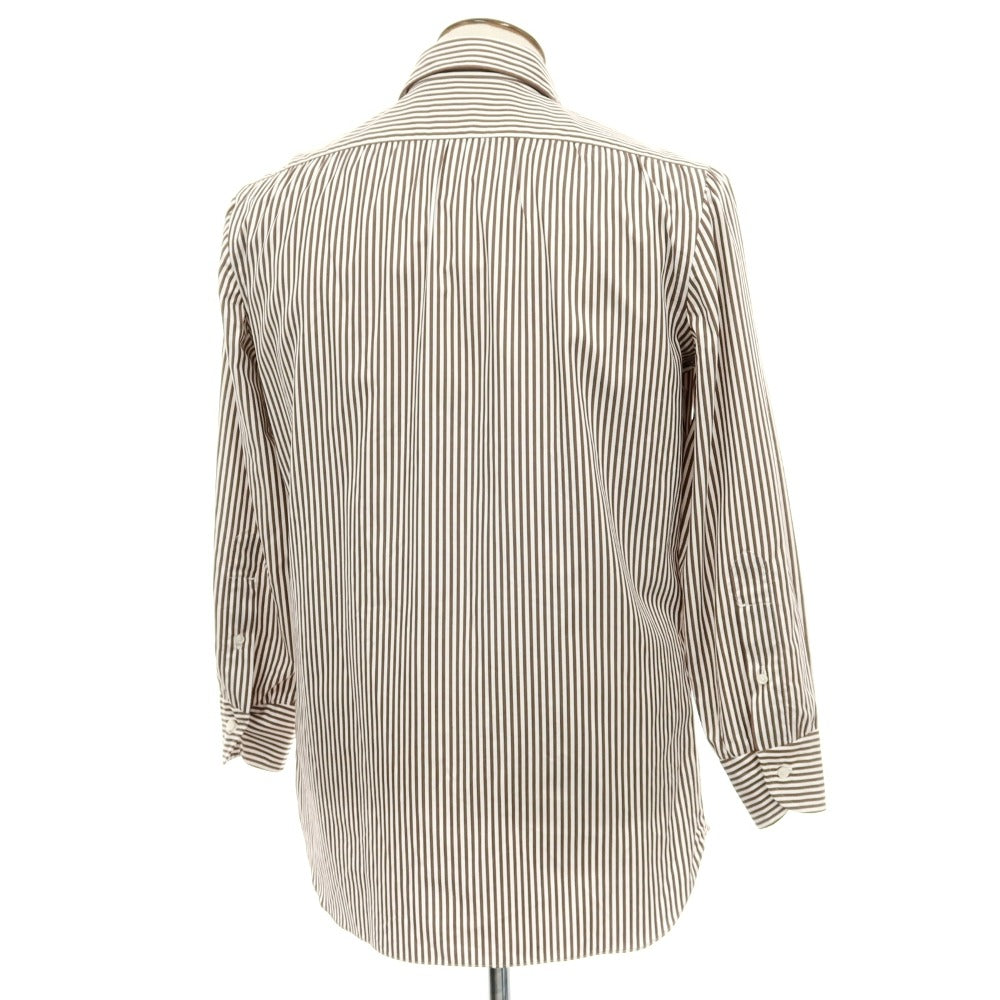 【中古】リングヂャケット RING JACKET Napoli コットン ストライプ ワイドカラー ドレスシャツ ブラウンxホワイト【サイズ42】【 状態ランクA 】【 メンズ 】