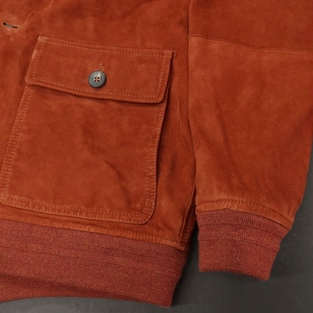 【中古】ハケットロンドン HACKETT LONDON MAYFAIR ゴートスエード レザー スイングトップ レッドブラウン【サイズXS】【 状態ランクB 】【 メンズ 】