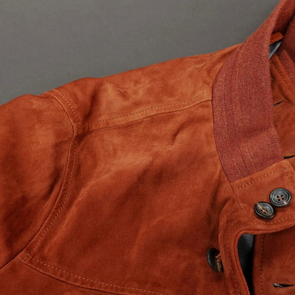 【中古】ハケットロンドン HACKETT LONDON MAYFAIR ゴートスエード レザー スイングトップ レッドブラウン【サイズXS】【 状態ランクB 】【 メンズ 】