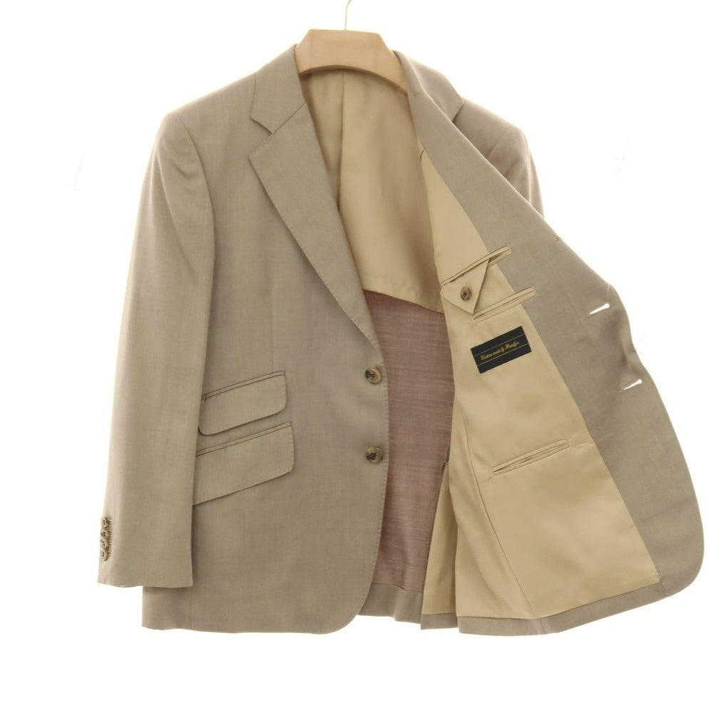 【中古】ハンキュウ hankyu ウールシルク 3つボタンスーツ ベージュ【サイズS位】【 状態ランクB 】【 メンズ 】