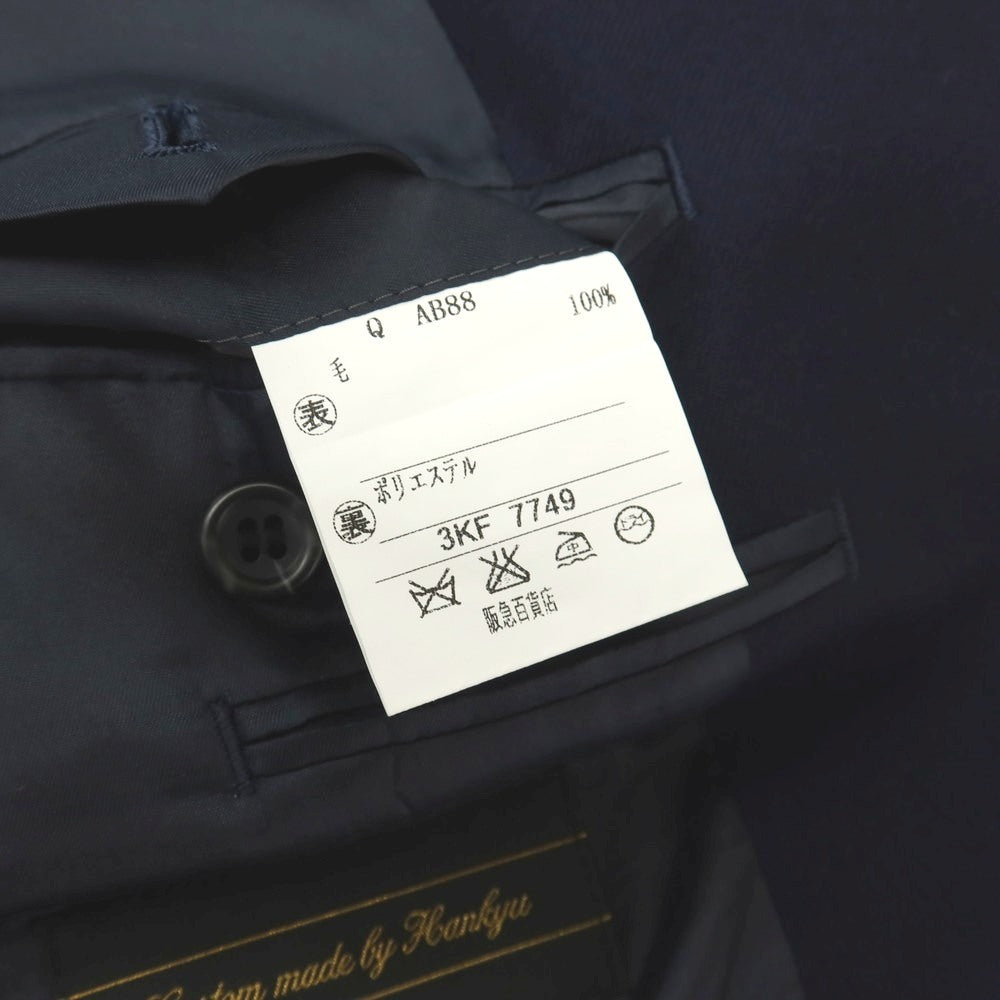 【中古】ハンキュウ hankyu スリーピース ツイルウール 3つボタンスーツ ネイビー【サイズ表記なし(S位)】【 状態ランクB 】【 メンズ 】