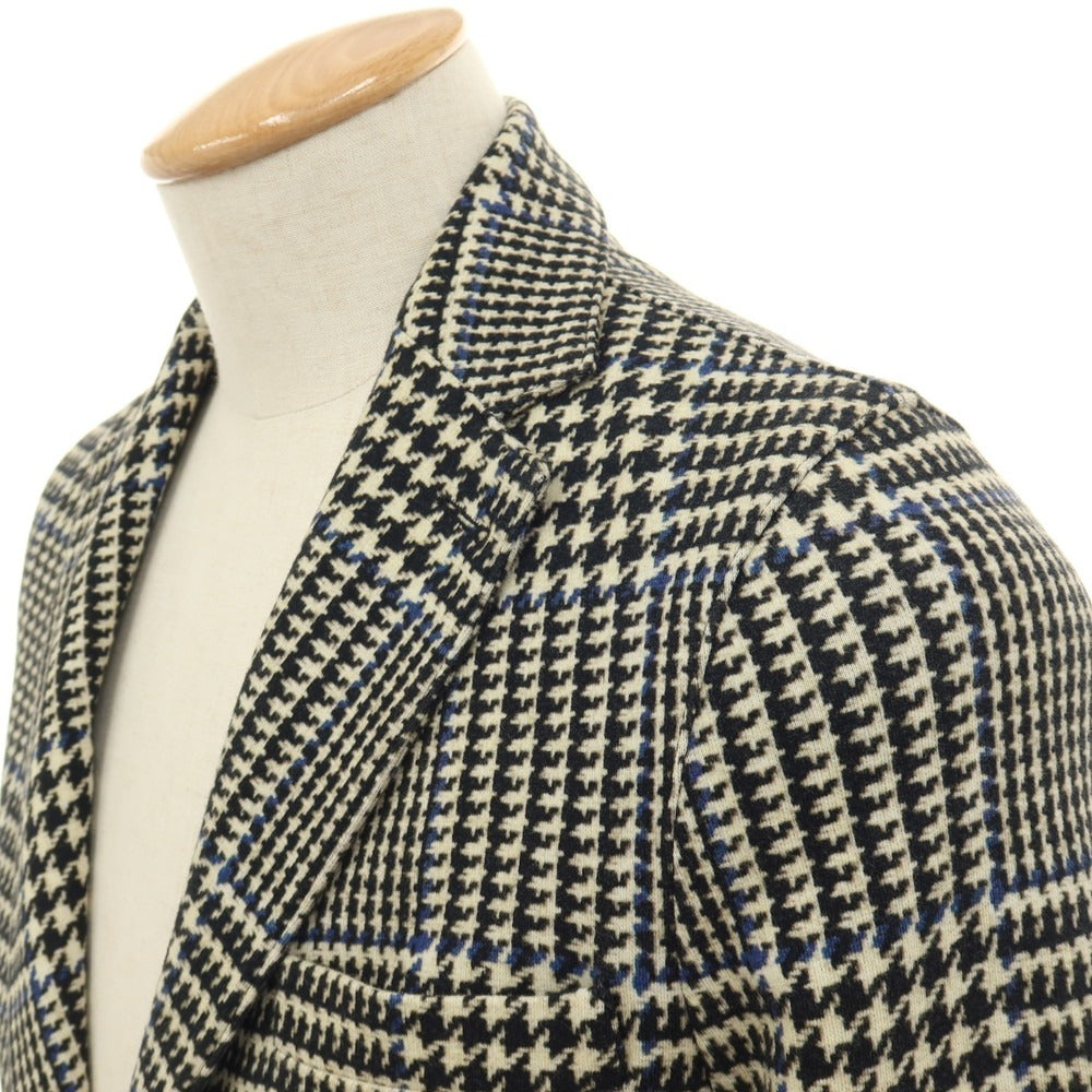 【中古】チルコロ1901 CIRCOLO 1901 コットンポリウレタン ジャージー チェック プリント 2B カジュアルジャケット オフホワイトxブラック【サイズ42】【 状態ランクB 】【 メンズ 】