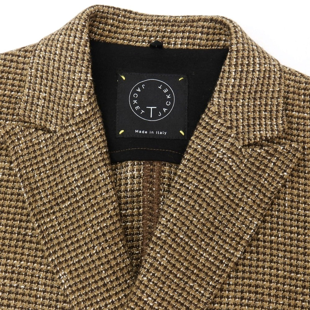 【中古】ティージャケット T-JACKET コットンウールナイロンアクリルポリエステル ダブル6B カジュアルジャケット ブラウンベージュxブラウン【サイズXS】【 状態ランクB 】【 メンズ 】