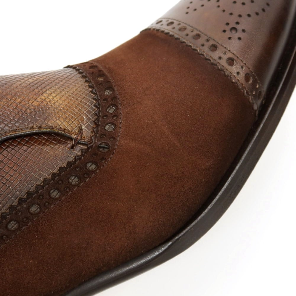 【中古】【未使用】マグナーニ MAGNANNI レザー スエード ドレスシューズ ブラウン【サイズ38】【 状態ランクS 】【 メンズ 】