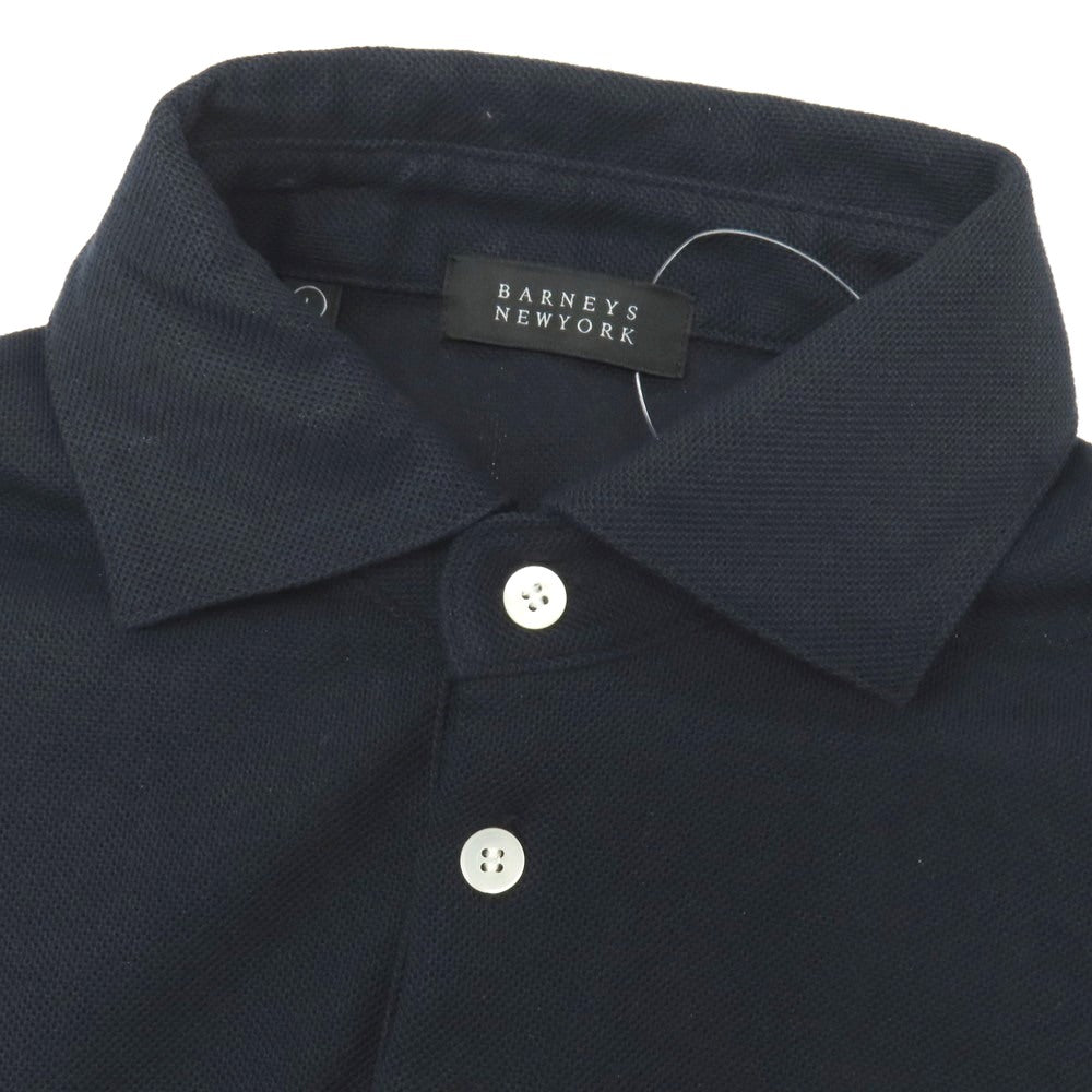 【中古】バーニーズニューヨーク BARNEYS NEWYORK コットン 鹿の子 半袖ポロシャツ ネイビー【サイズL】【 状態ランクC 】【 メンズ 】