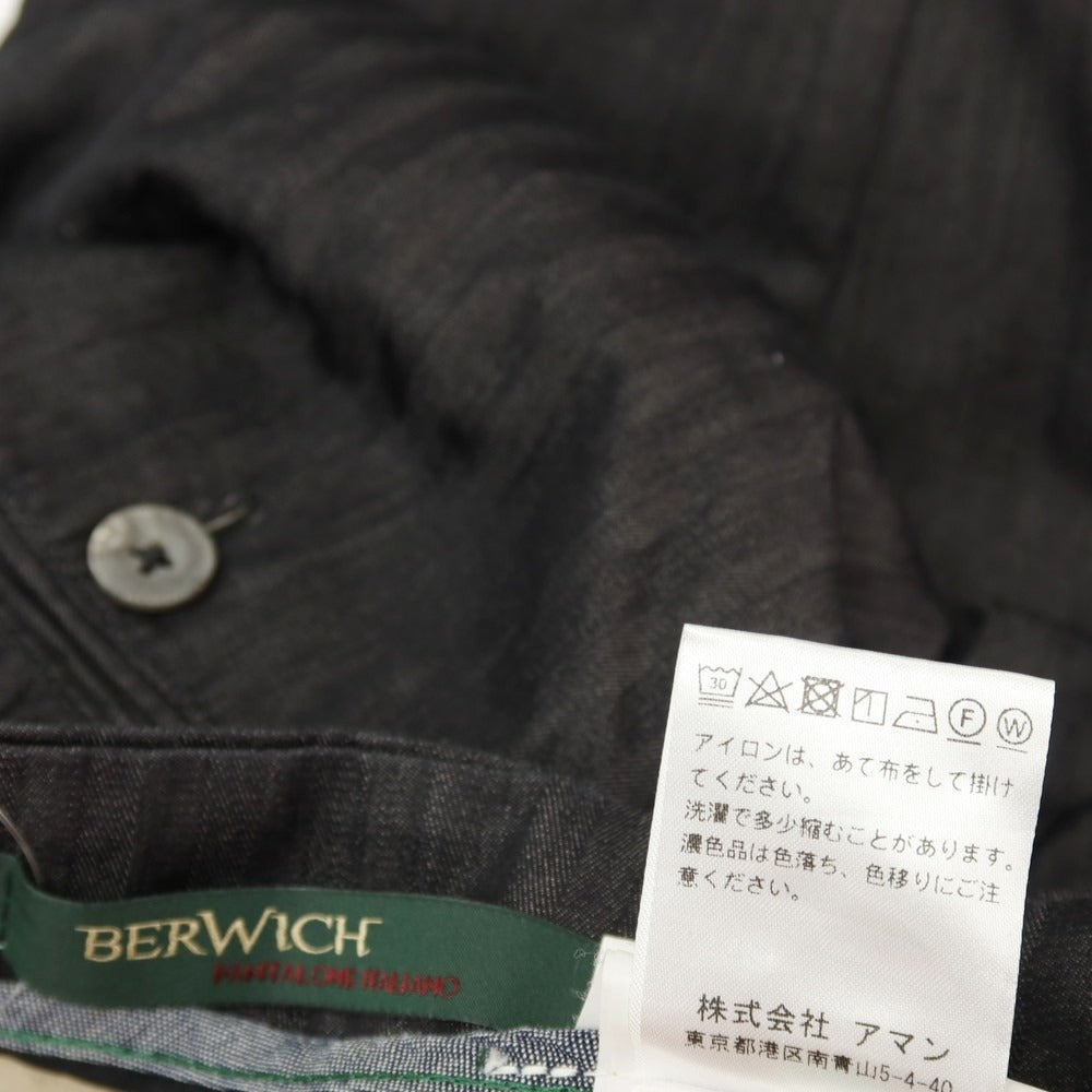 【中古】ベルウィッチ BERWICH コットン ヘリンボーン カジュアルスラックスパンツ グレーブラック【サイズ44】【 状態ランクB 】【 メンズ 】