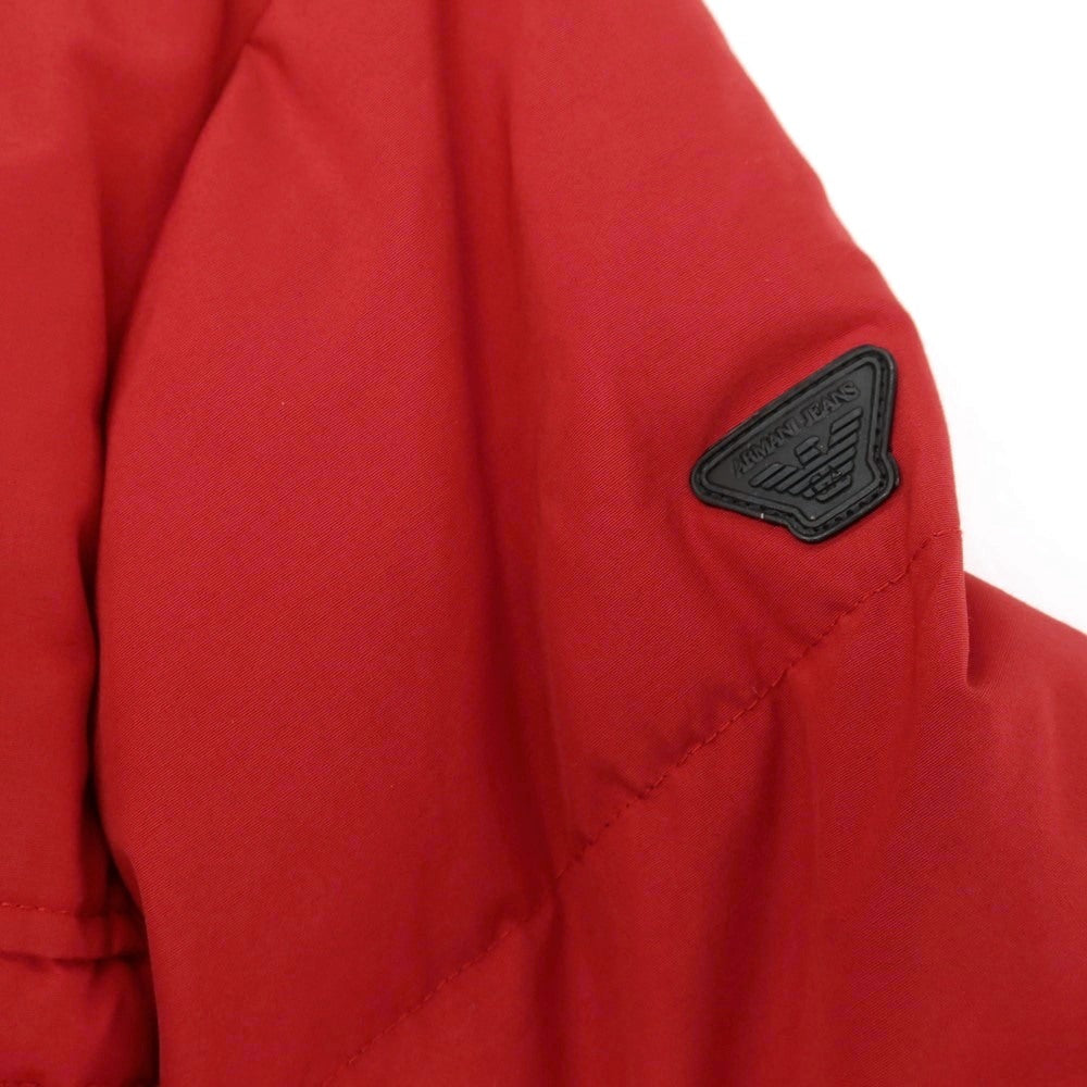 【中古】アルマーニ ジーンズ ARMANI JEANS コットンポリエステル ダッフル仕様 ダウンコート レッド【サイズ48】【 状態ランクB 】【 メンズ 】