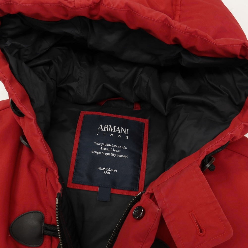 【中古】アルマーニ ジーンズ ARMANI JEANS コットンポリエステル ダッフル仕様 ダウンコート レッド【サイズ48】【 状態ランクB 】【 メンズ 】