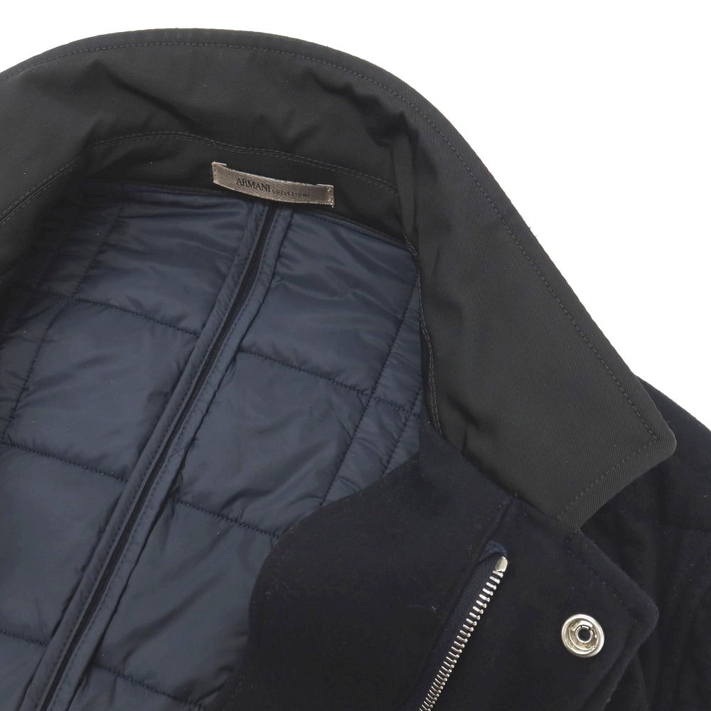【中古】アルマーニ コレッツォーニ ARMANI COLLEZIONI ウール混 襟異素材切替 中綿キルティング カジュアルジャケット ネイビー【サイズ50】【 状態ランクC 】【 メンズ 】
