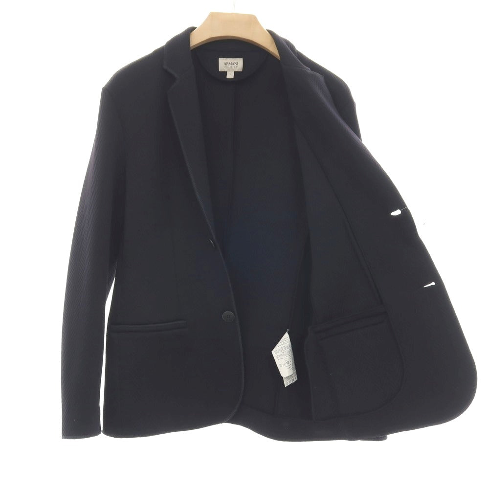 【中古】アルマーニ コレッツォーニ ARMANI COLLEZIONI ナイロン ジャージー ヘリンボーン 2B カジュアルジャケット ネイビー【サイズL】【 状態ランクB 】【 メンズ 】