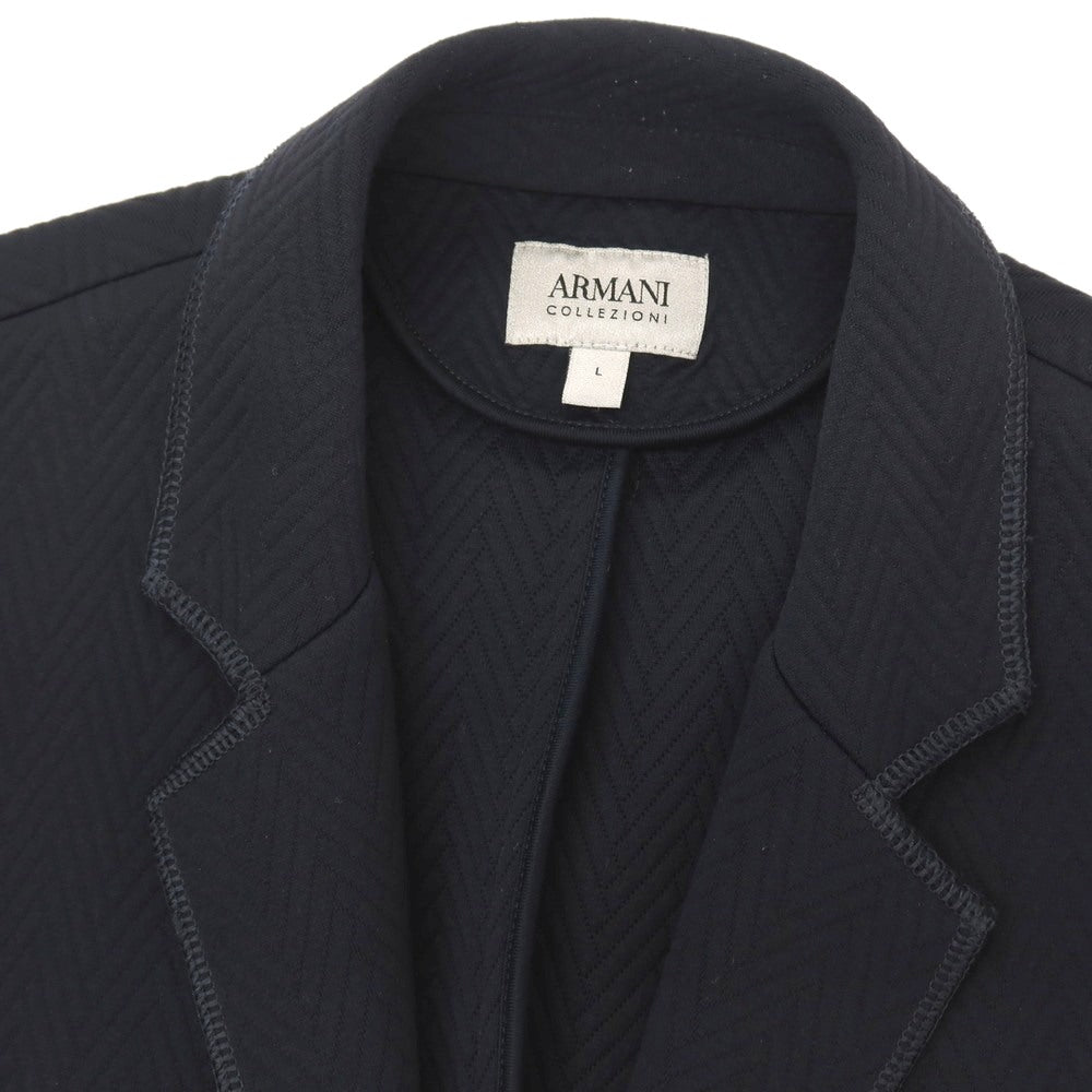 【中古】アルマーニ コレッツォーニ ARMANI COLLEZIONI ナイロン ジャージー ヘリンボーン 2B カジュアルジャケット ネイビー【サイズL】【 状態ランクB 】【 メンズ 】