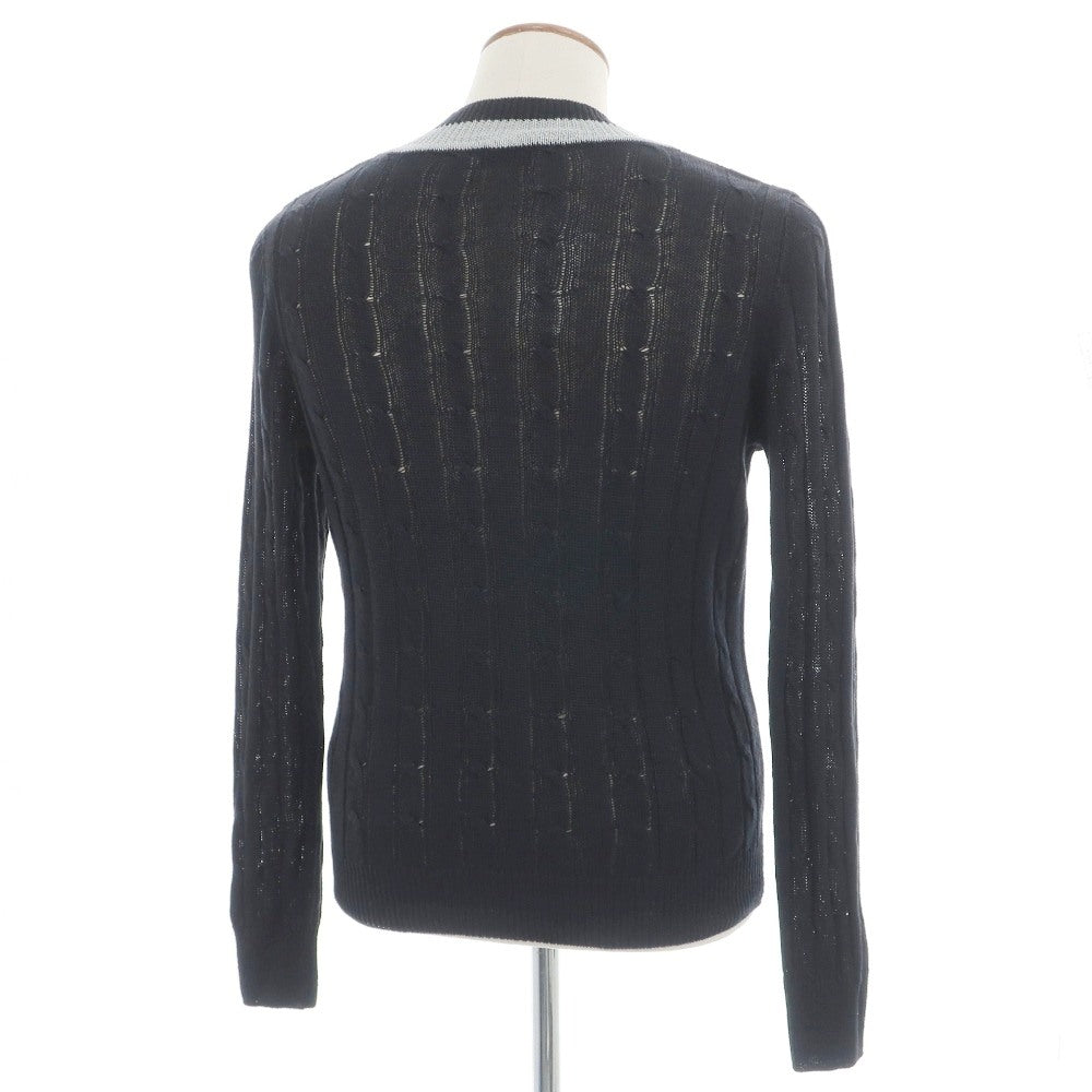 【中古】ミラショーン mila schon リネンコットン ケーブル編み Vネック プルオーバーニット ブラック【サイズ46】【 状態ランクA 】【 メンズ 】