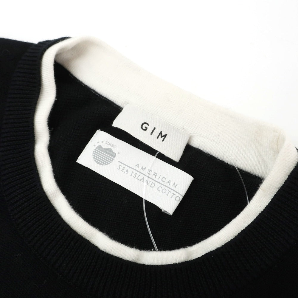 【中古】ジム gim 菅原靴店別注 アメリカンシーアイランドコットン レイヤード風 半袖ニット ブラック【サイズM】【 状態ランクB 】【 メンズ 】