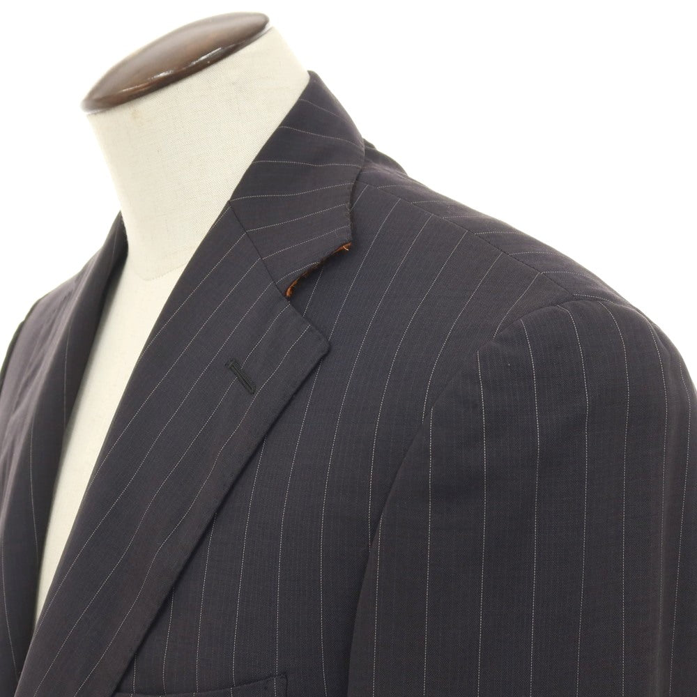 【中古】エトロ ETRO ウール ストライプ 3つボタンスーツ ブラックxホワイト【サイズ52】【 状態ランクC 】【 メンズ 】
