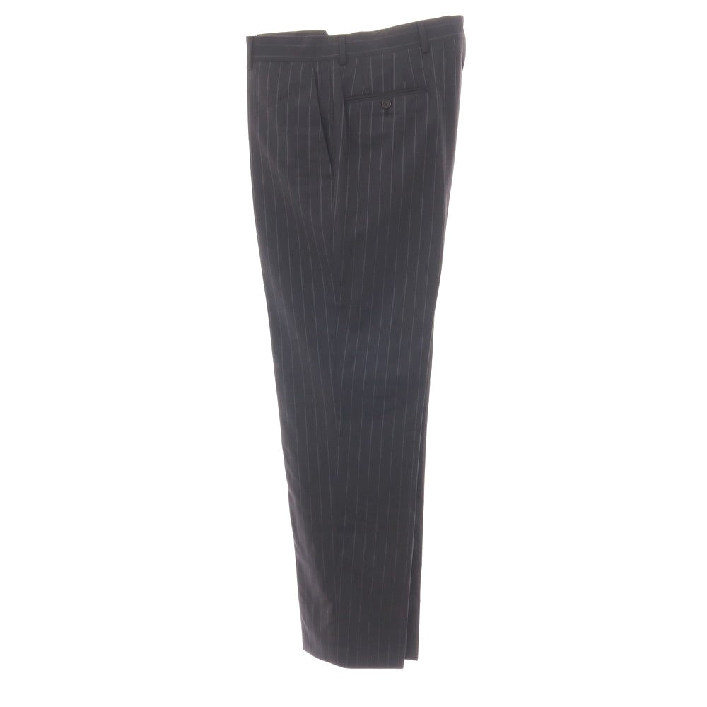 【中古】エトロ ETRO ウール ストライプ 3つボタンスーツ ブラックxホワイト【サイズ52】【 状態ランクC 】【 メンズ 】