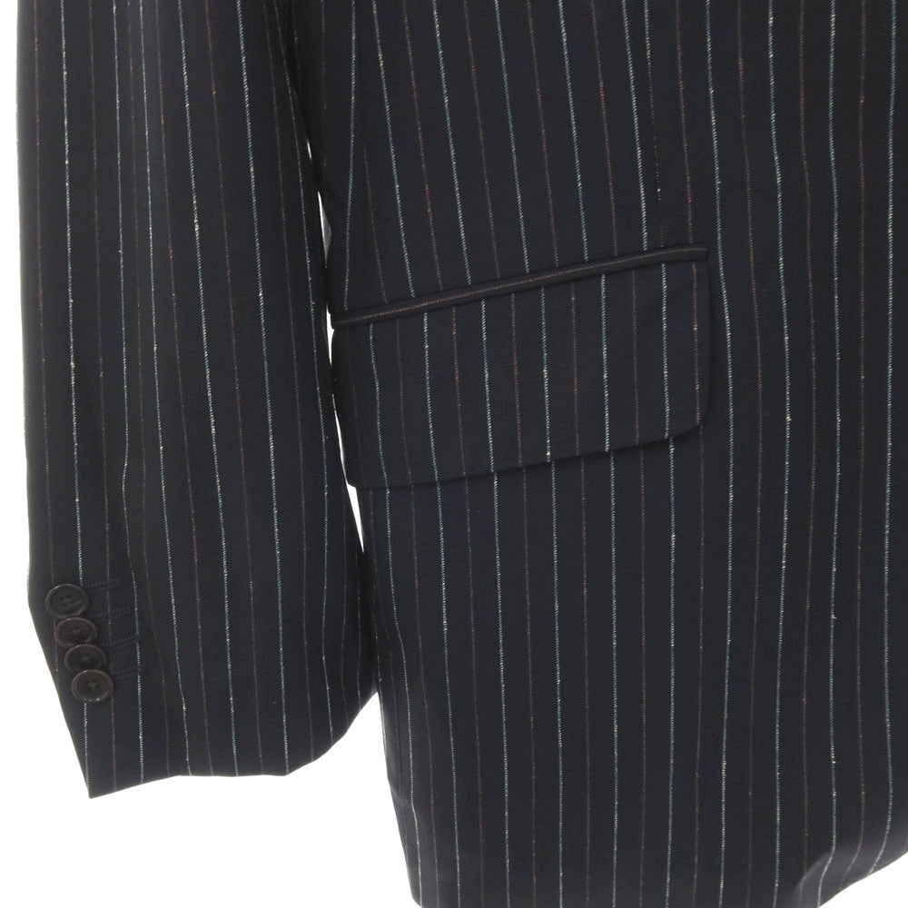 【中古】エトロ ETRO ウール ストライプ 2つボタンスーツ ダークネイビーxマルチカラー【サイズ52】【 状態ランクB 】【 メンズ 】