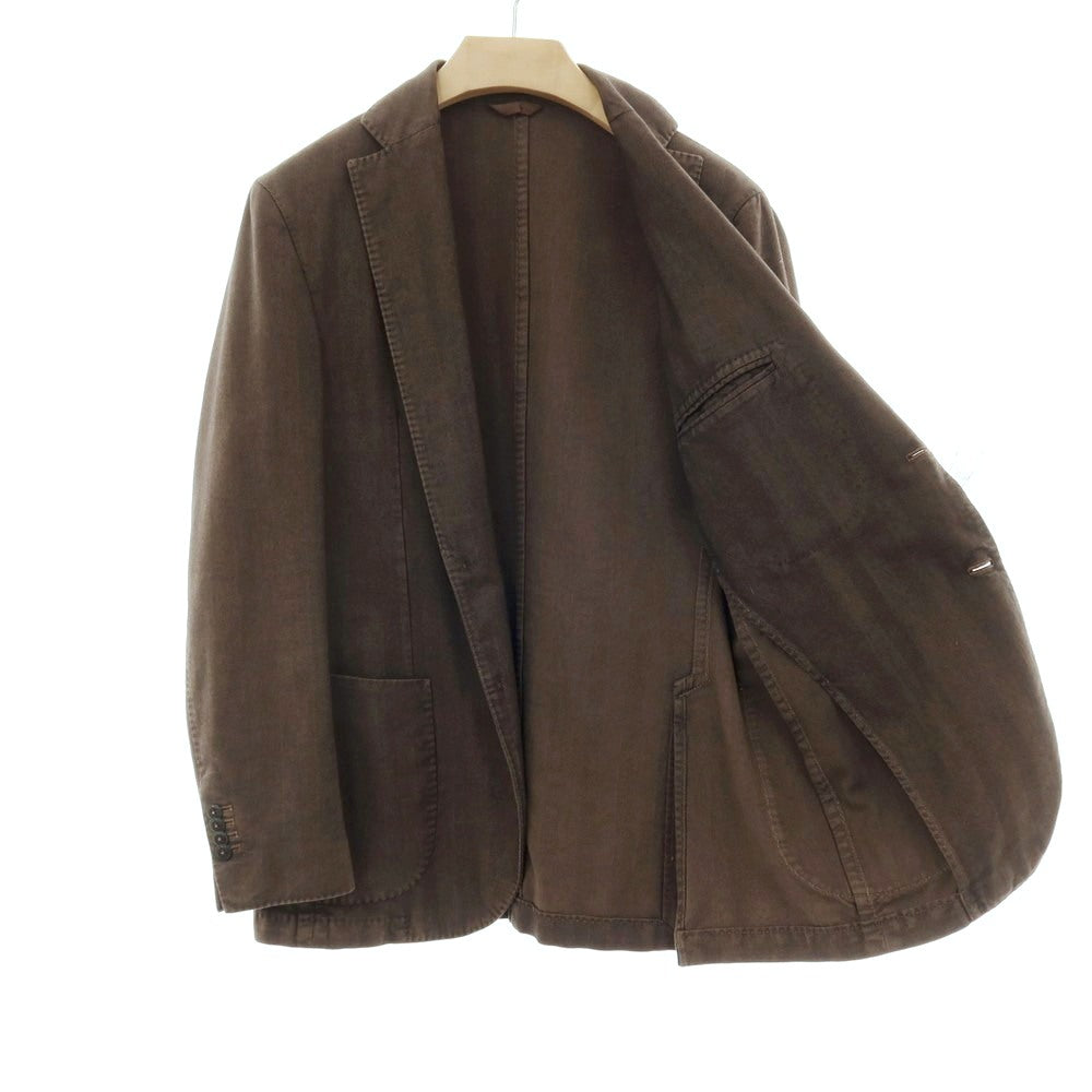 【中古】エルビーエム1911 L.B.M.1911 コットン ヘリンボーン 2B カジュアルジャケット ダークブラウン系【サイズ48】【 状態ランクC 】【 メンズ 】