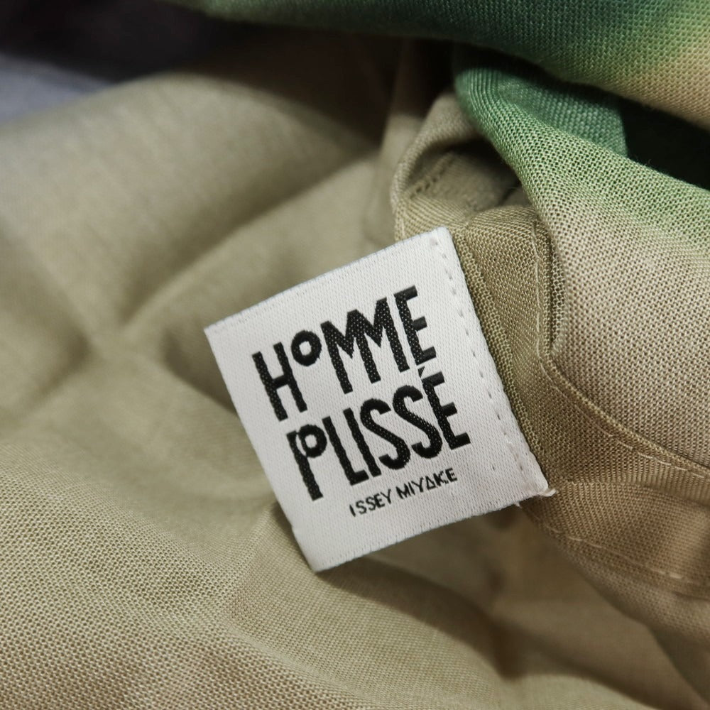 【中古】オム プリッセ イッセイミヤケ HOMME PLISSE ISSEY MIYAKE 2026年春夏 プリーツ ロング丈シャツ グレーベージュxグリーン【サイズ表記なし(L位)】【 状態ランクA 】【 メンズ 】
