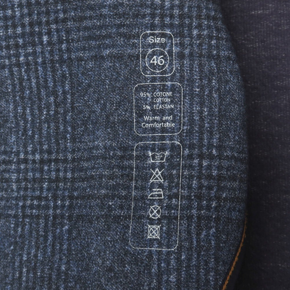 【中古】チルコロ1901 CIRCOLO 1901 コットン ジャージー チェック 転写プリント 裏起毛 2B カジュアルジャケット ブルーネイビー【サイズ46】【 状態ランクD 】【 メンズ 】