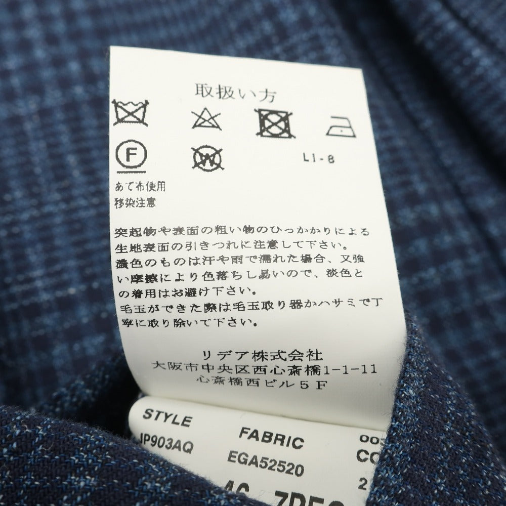 【中古】ラルディーニ LARDINI コットンリネンポリウレタン チェック 3B テーラードジャケット ブルーxネイビー【サイズ46】【 状態ランクB 】【 メンズ 】