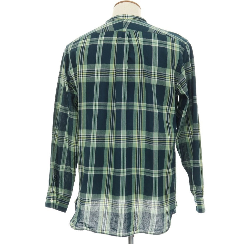 【中古】ビームスプラス BEAMS PLUS コットン チェック バンドカラー プルオーバーシャツ グリーン【サイズM】【 状態ランクB 】【 メンズ 】