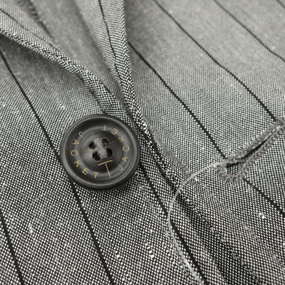 【中古】ティージャケット T-JACKET リネンポリエステル ストライプ 2B カジュアルジャケット グレー【サイズM】【 状態ランクC 】【 メンズ 】