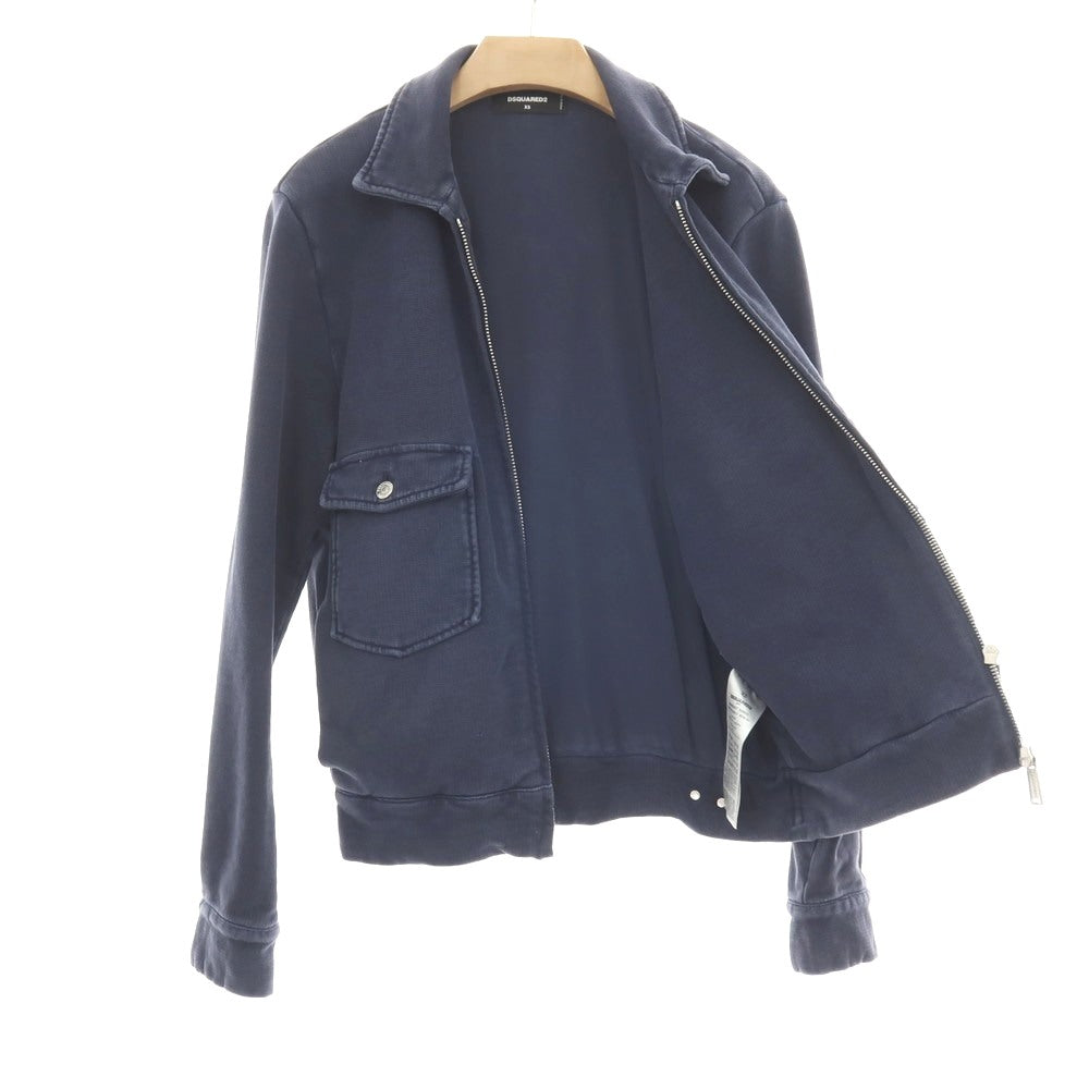 【中古】ディースクエアード DSQUARED2 コットン ダブルジップブルゾン ネイビー【サイズXS】【 状態ランクB 】【 メンズ 】