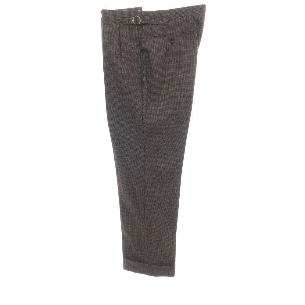 【中古】ノーブランド no brand スリーピース ウール ハウンドトゥースチェック ダブルスーツ ブラウン系【サイズ50 D7】【 状態ランクA 】【 メンズ 】