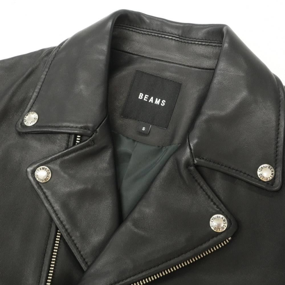 【中古】ビームス BEAMS シープレザー ライダースジャケット ブラック【サイズS】【 状態ランクB 】【 メンズ 】