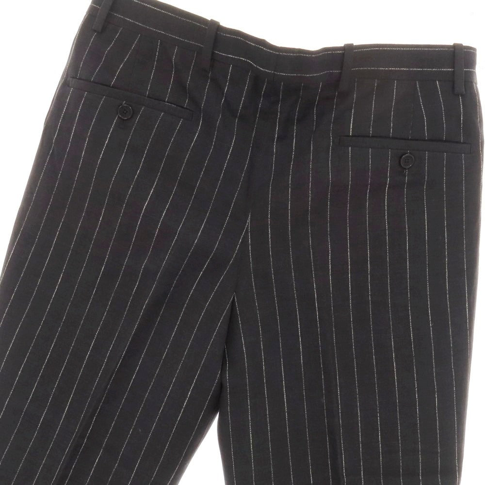【中古】ベルナール ザンス BERNARD ZINS コットンリネン ストライプ ドレススラックスパンツ ブラックxホワイト【サイズ40】【 状態ランクB 】【 メンズ 】