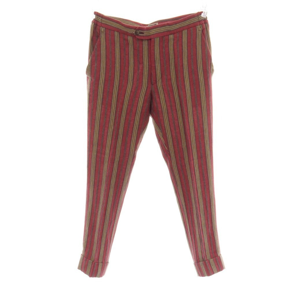 【中古】スティレ ラティーノ STILE LATINO PUCAPRI リネンコットン ストライプ イージースラックスパンツ レッドxベージュ【サイズ46 DROP.7R】【 状態ランクB 】【 メンズ 】