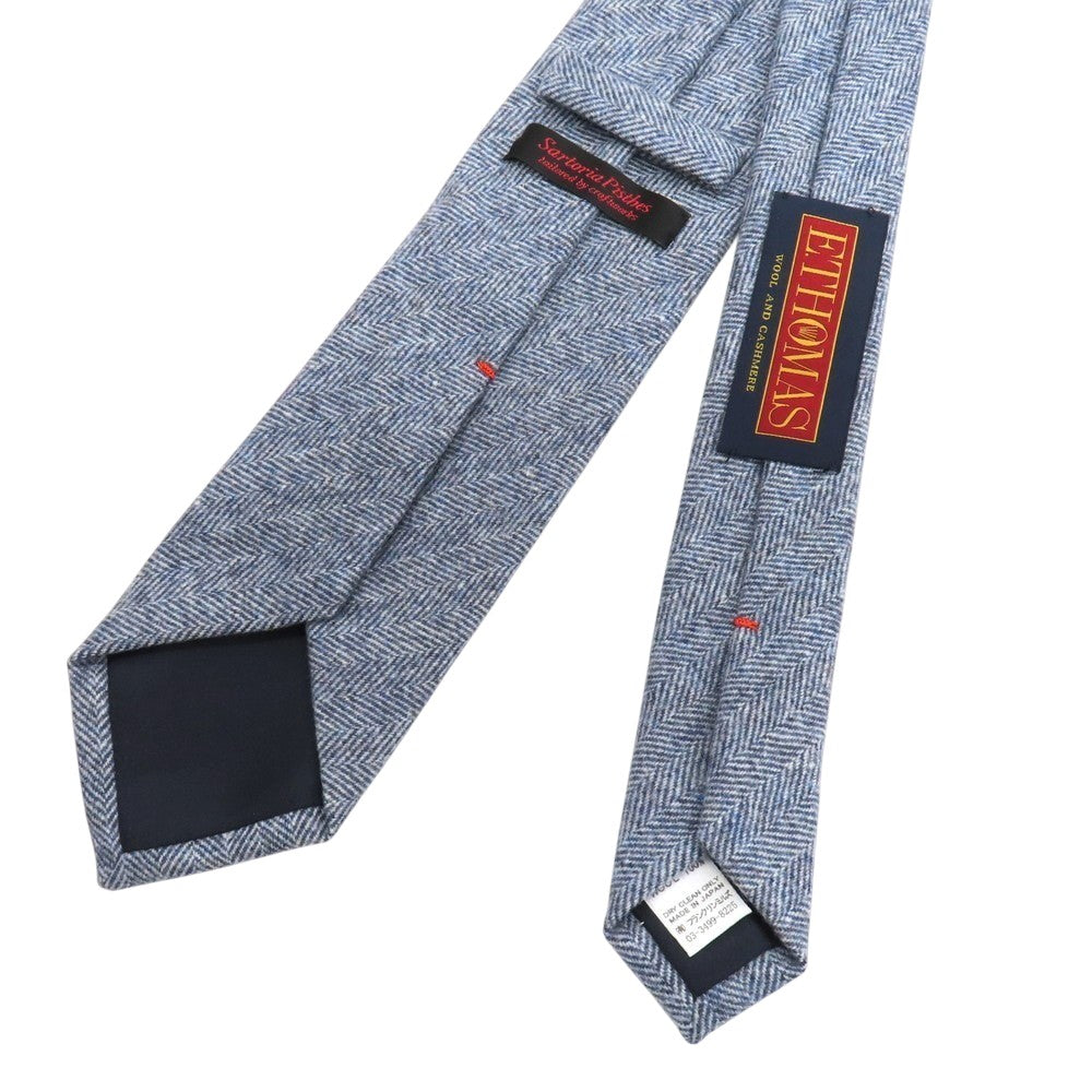 【中古】サルトリアピスケス Sartoria Pisthes ウール 無地ネクタイ ネイビーブルー系xホワイト【 状態ランクA 】【 メンズ 】