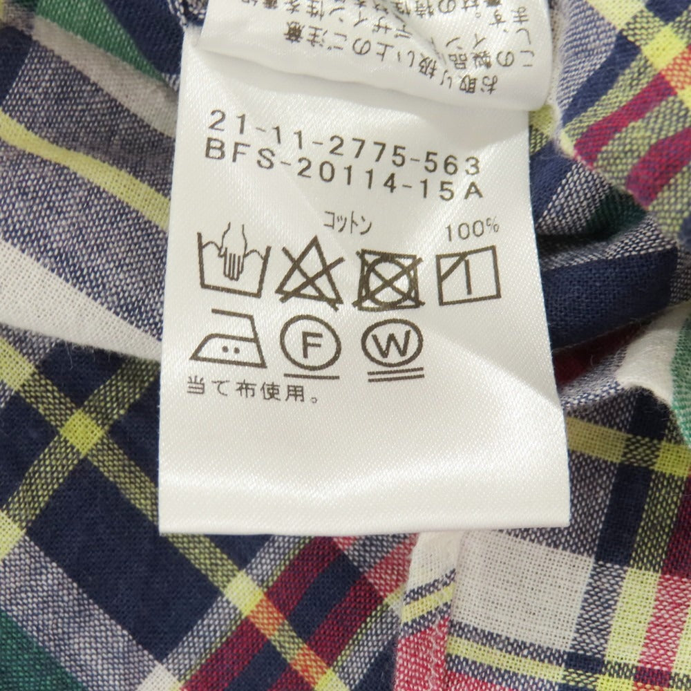 【中古】ビームスエフ BEAMS F コットン マドラスチェック ボタンダウン カジュアルシャツ レッドxネイビー系【サイズ38】【 状態ランクB 】【 メンズ 】