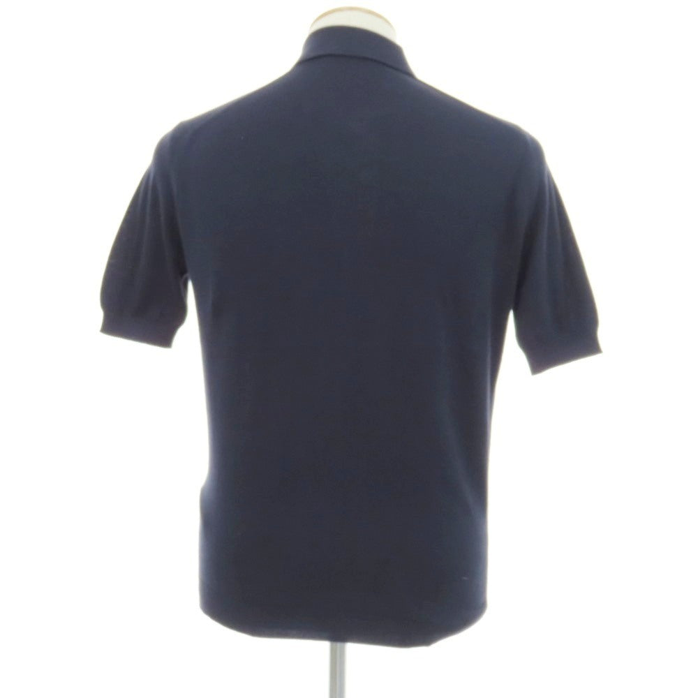 【中古】ジョンスメドレー JOHN SMEDLEY ハイゲージ シーアイランドコットン 半袖 ポロニット ネイビー【サイズXS】【 状態ランクB 】【 メンズ 】