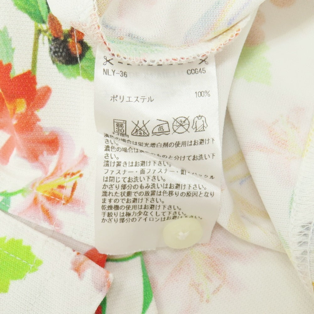 【中古】アディダス adidas ポリエステル 花柄 ボタニカル プリント 半袖シャツ ホワイトxレッド【サイズO/XG】【 状態ランクC 】【 メンズ 】
