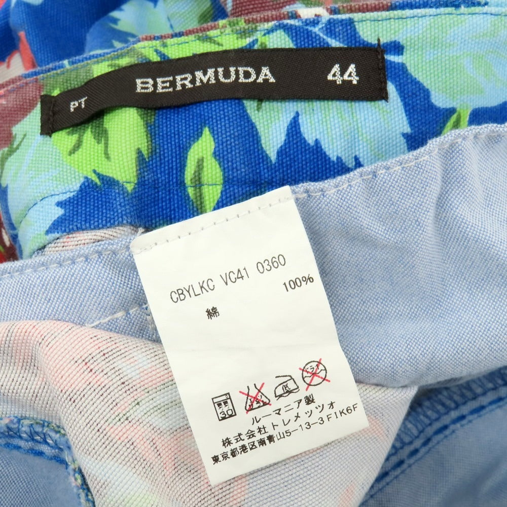 【中古】ピーティーゼロウーノ バミューダ PT01 BERMUDA コットン ボタニカル プリント ショートパンツ ブルーxコーラルピンク【サイズ44】【 状態ランクC 】【 メンズ 】