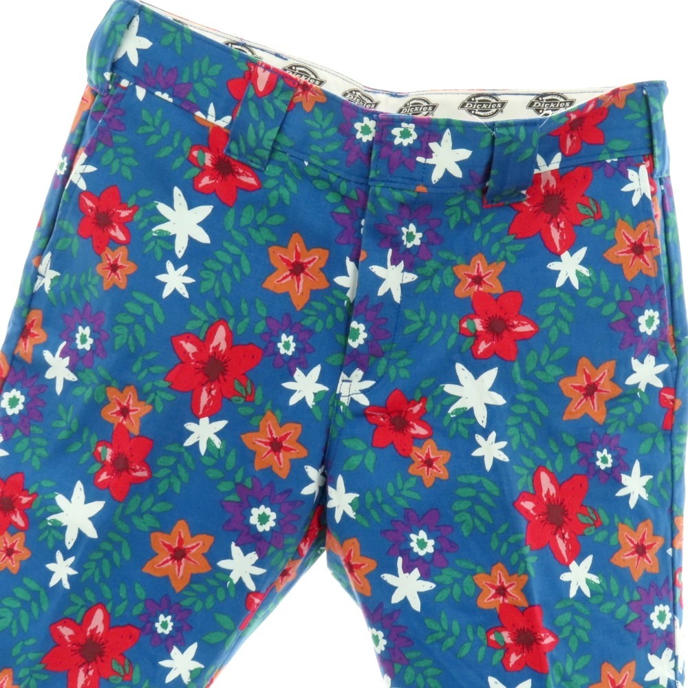 【中古】ディッキーズ Dickies コットン ボタニカル プリント ショートパンツ ダークブルーxマルチカラー【サイズ30】【 状態ランクB 】【 メンズ 】