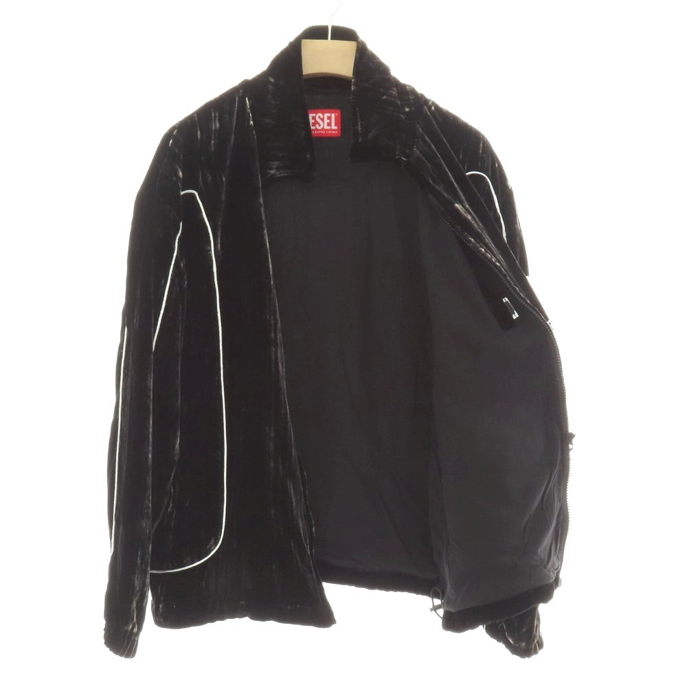 【中古】ディーゼル DIESEL J-HAY レーヨンナイロン ベロア パイピングデザイン ダブルジップブルゾン ブラック【サイズ46】【 状態ランクB 】【 メンズ 】