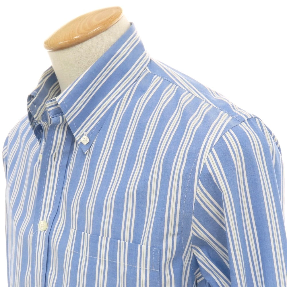 【中古】ブルックスブラザーズ Brooks Brothers コットンポリウレタン ストライプ ボタンダウン カジュアルシャツ ブルーxホワイト【サイズS】【 状態ランクC 】【 メンズ 】