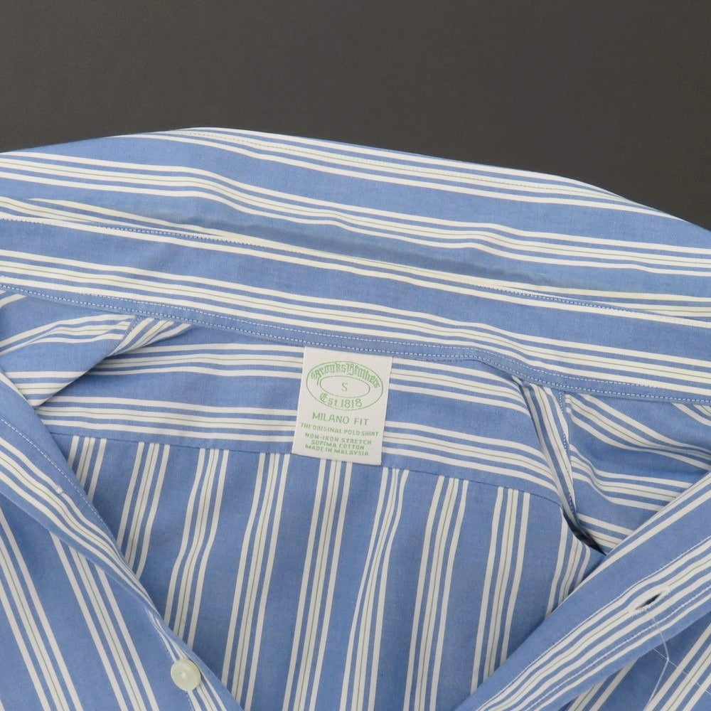 【中古】ブルックスブラザーズ Brooks Brothers コットンポリウレタン ストライプ ボタンダウン カジュアルシャツ ブルーxホワイト【サイズS】【 状態ランクC 】【 メンズ 】